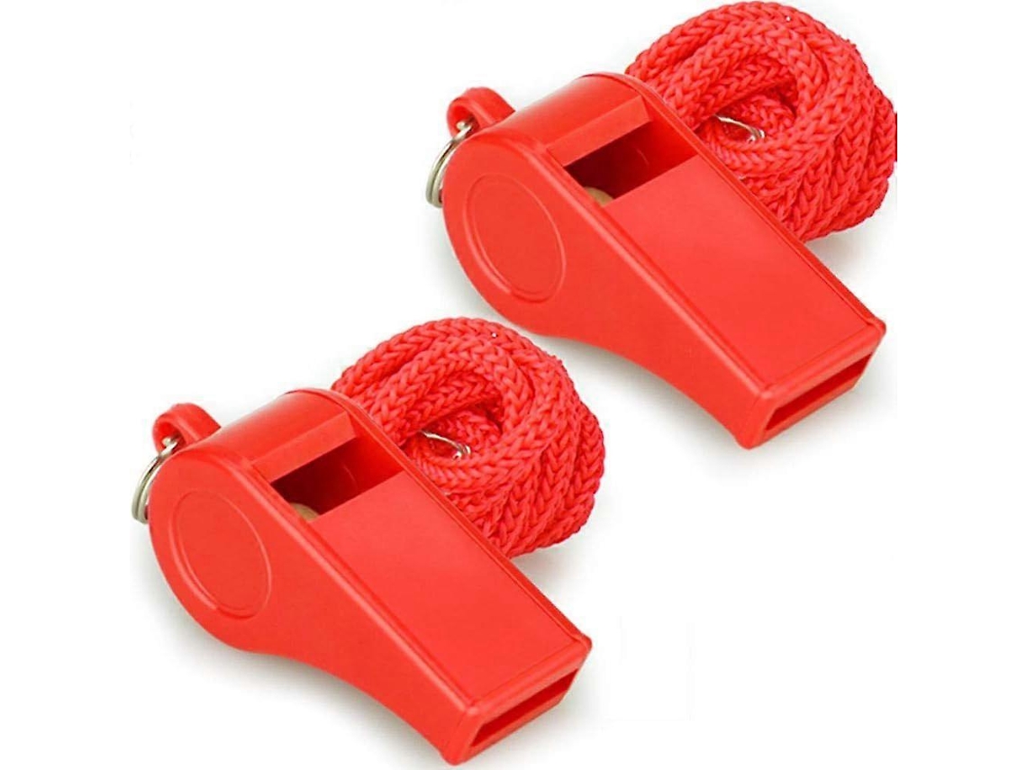 Silbatos de emergencia rojos con cordón (paquete de 2), sonido claro y fuerte, perfectos para emergencias de emergencia, autodefensa y emergencias imprevistas.