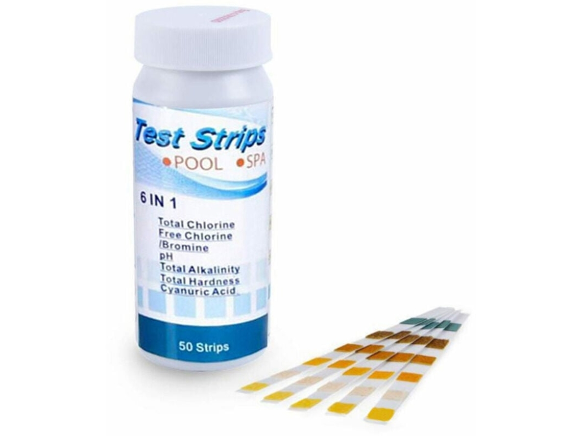 VVJIJILLY Tiras De Teste De Qualidade Da Água 6 Em 1, Teste De Ph, Cloro, Alcalinidade, Bromo, Alta Precisão Para Piscina E Spa, 50 Tiras