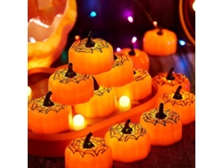 Abóbora Piscantes Luminárias Linjou Pack 12 Led para Festas de Halloween (Aranha teia)