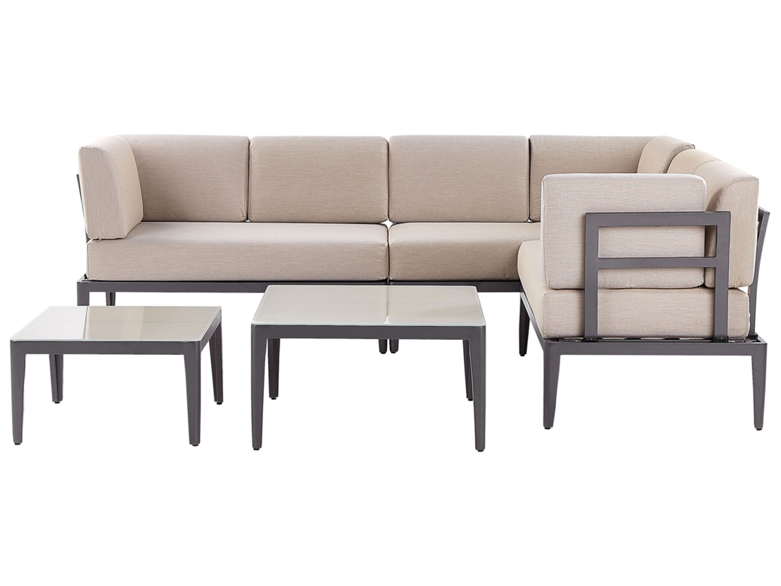 Conjunto de jardín de 6 plazas modular de aluminio gris y beige BELIANI Rima iii
