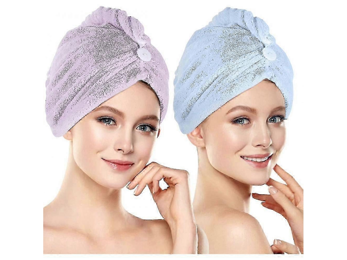 Juego de 2 toallas de microfibra para el cabello con cierre de botón, súper absorbentes y de secado rápido Rosewell