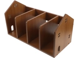 Estantería De Escritorio Compacta De Madera De Nogal, Organizador De Mesa Para Libros Y Suministros.