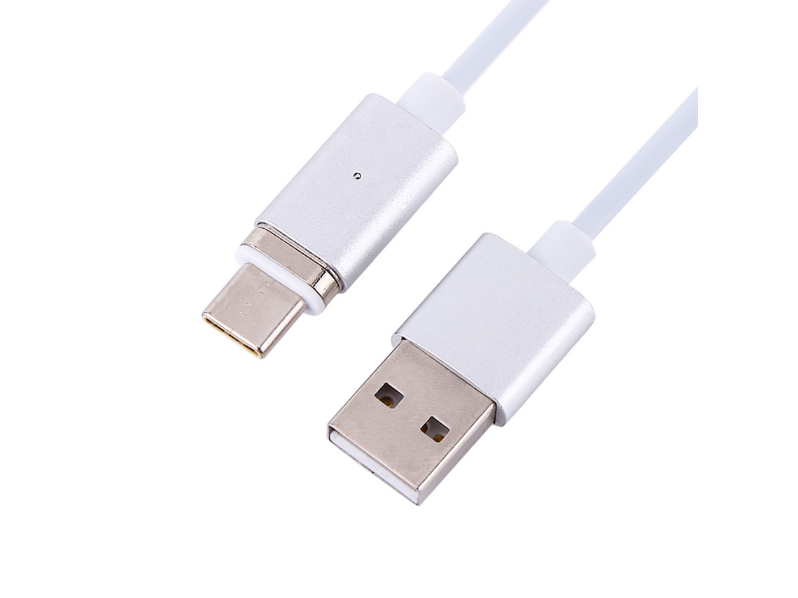 Cable De Datos Magnético Usb 3.1 Tipo-c Carga Rápida Transmisión De Datos Plata