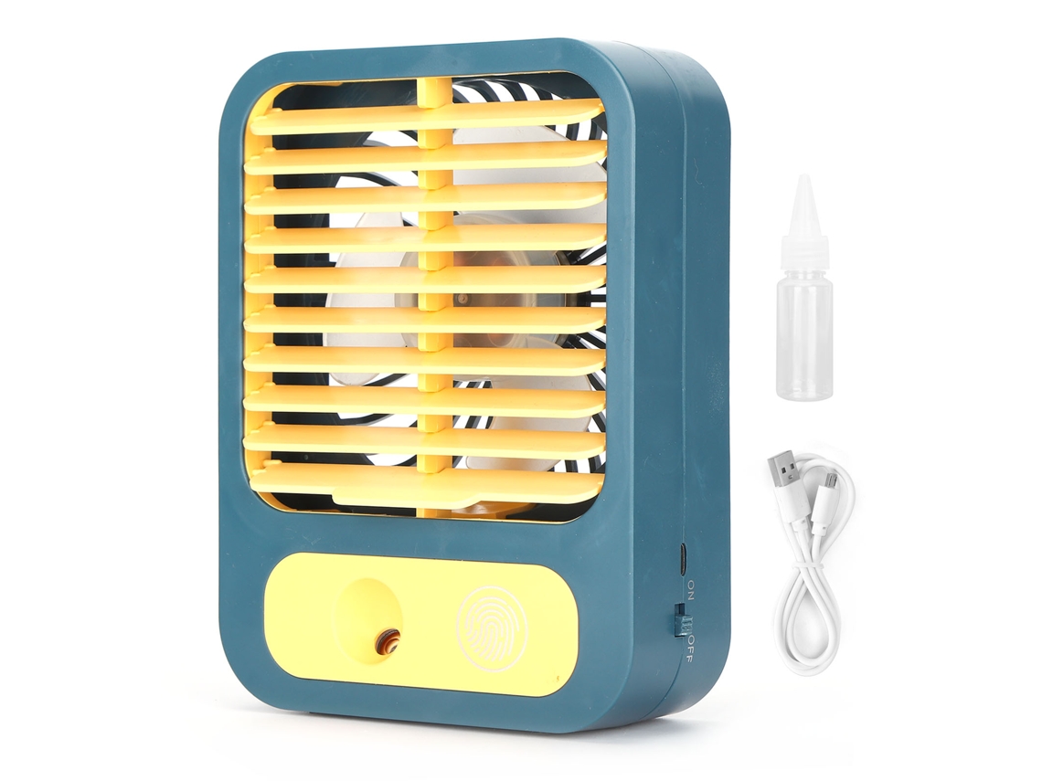 Ventilador De Mesa Spray Portátil Com Recarga Usb D893-1, Neblina, Material Abs, Bateria 1500mah, Azul