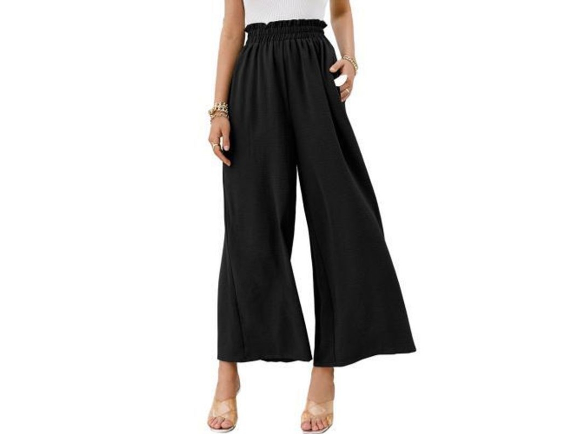 Pantalones Bohemios De Talle Alto Para Mujer, Pantalones Anchos Y Fluidos.
