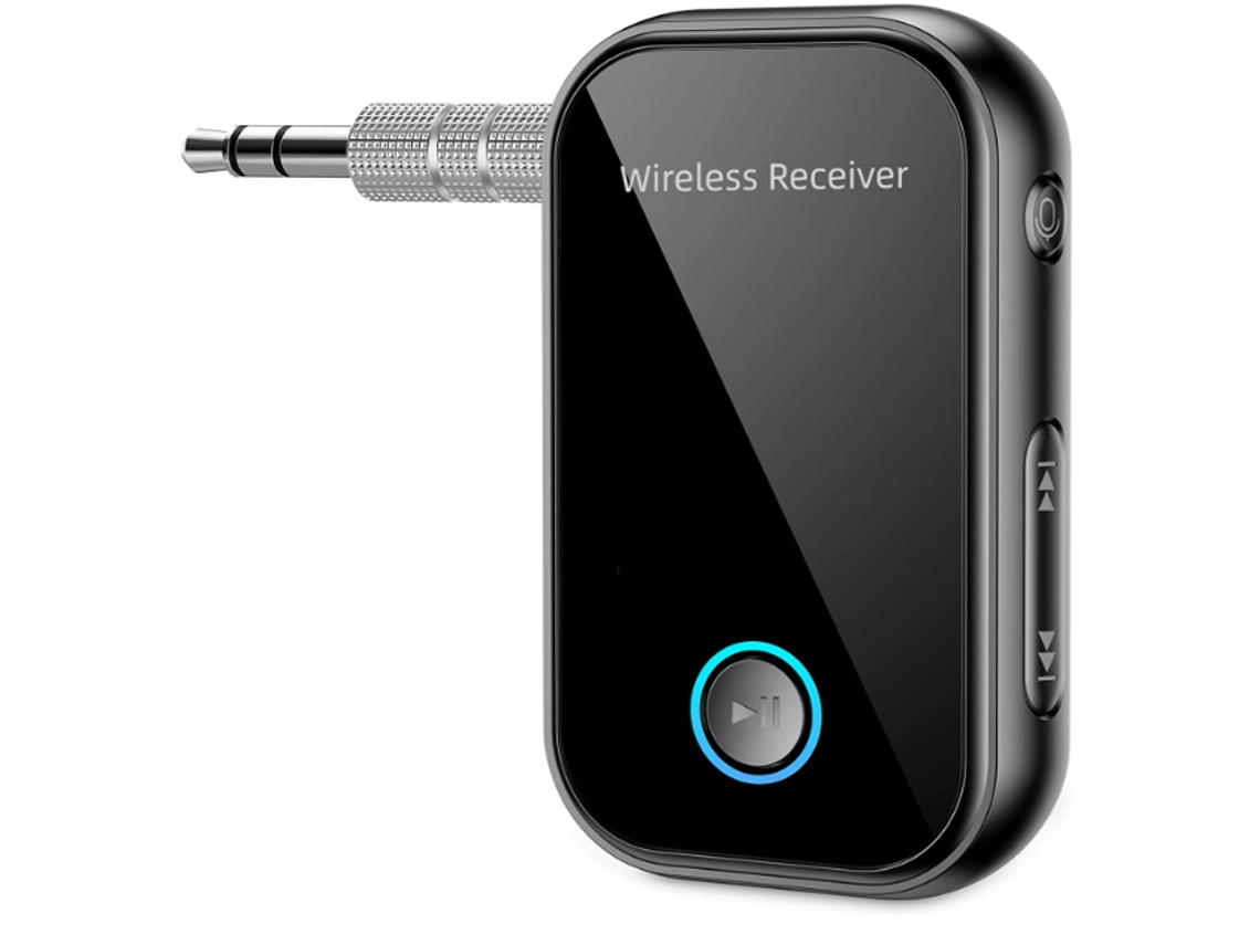 Receptor Bluetooth 5.0, adaptador auxiliar Bluetooth para coche con cancelación de ruido/llamadas manos libres, miniadaptador de audio Bluetooth inalámbrico de 3,5 mm para coche/estéreo doméstico/alta