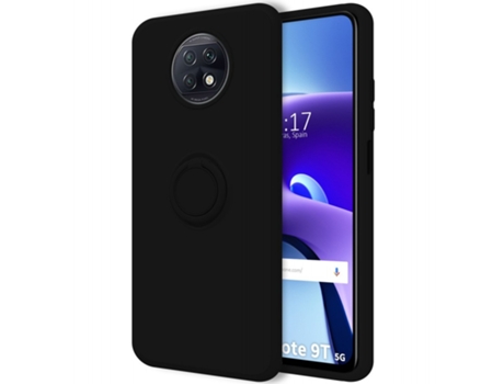 Carcasa Xiaomi Redmi Note 9T 5G TUMUNDOSMARTPHONE Silicona Líquida con Anillo Negro