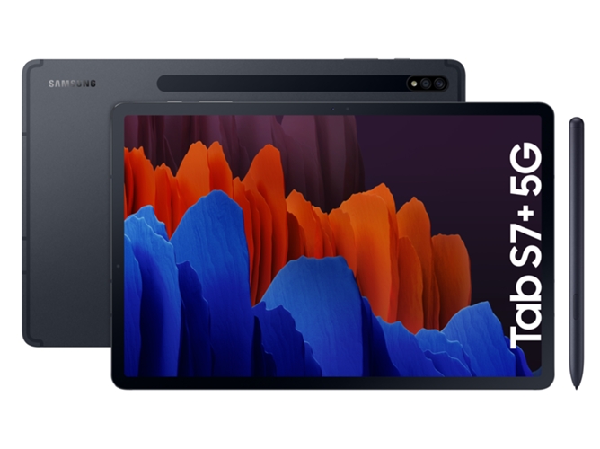 Tablet SAMSUNG Galaxy Tab S7+ (12.4'' - 128 GB - 6 GB RAM - Wi-Fi+5G - Negro)