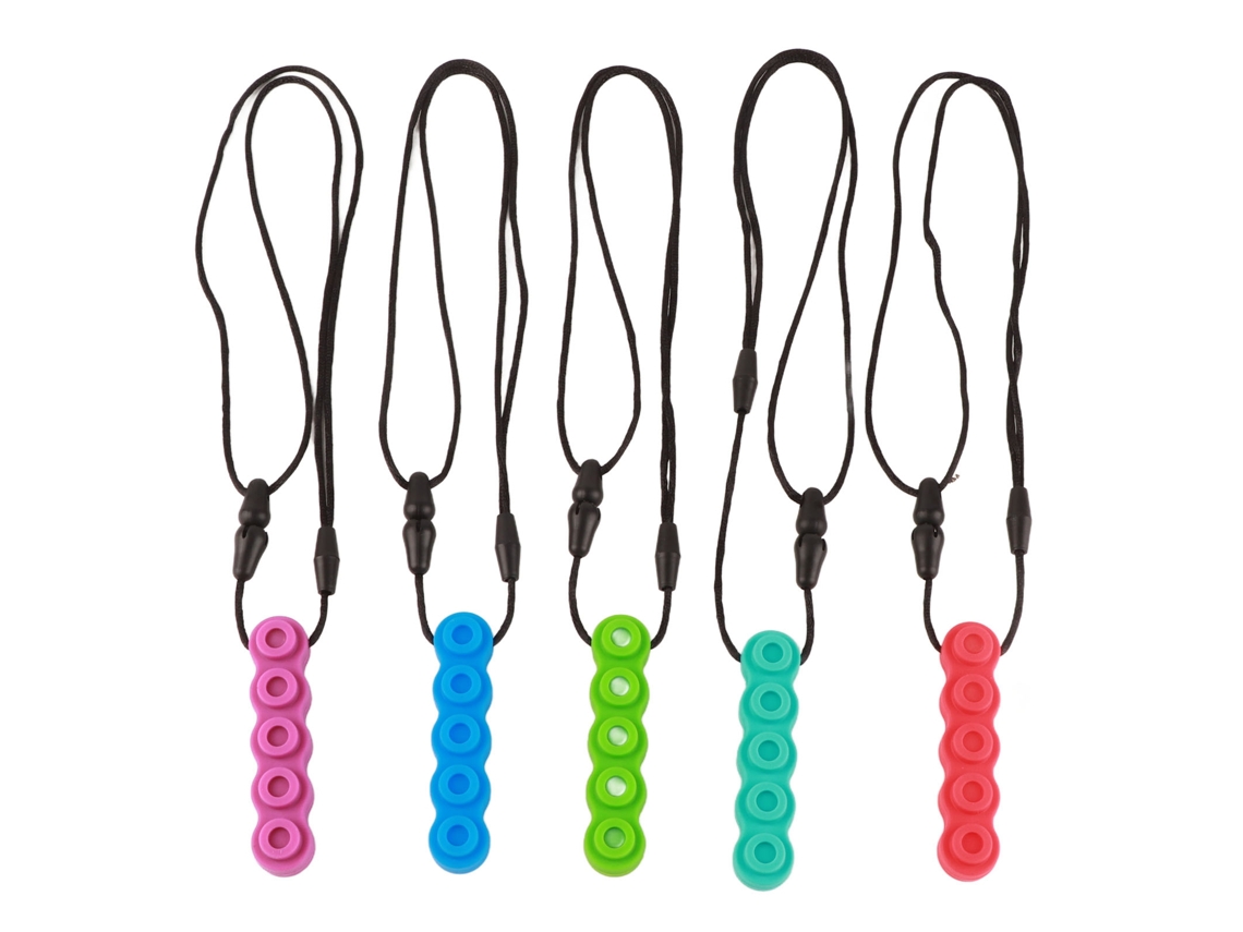 5 Collares De Silicona Con Bloque De Mordida Para Bebés Con Autismo, Tdah Y Masaje Sensorial De Encías.