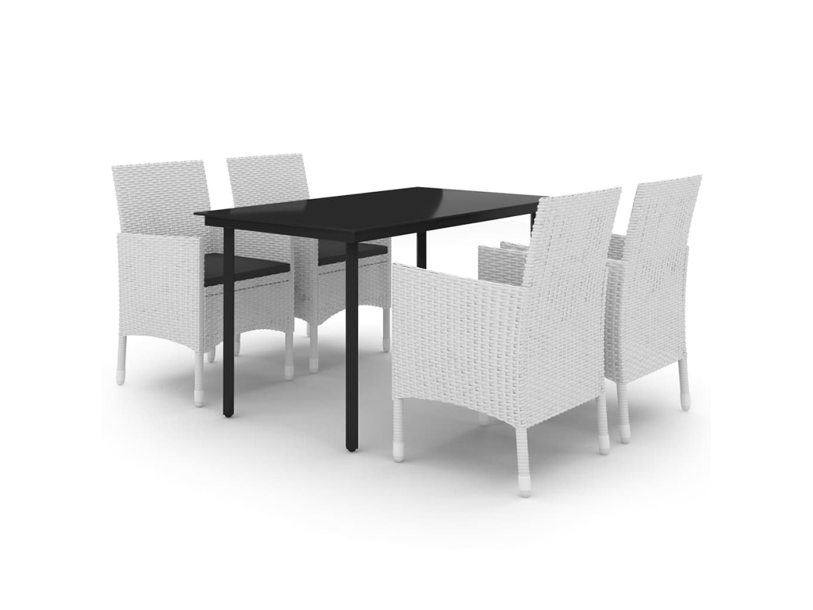 vidaXL Set comedor de jardín 5 pzas y cojines ratán sintético y vidrio