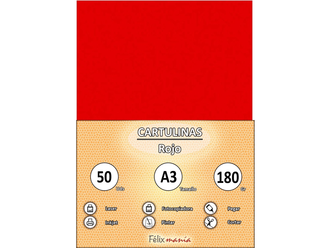 Cardboard 180Gr A3 Red 50 Hojas