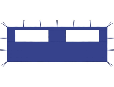 vidaXL Pared lateral de cenador con ventanas azul 6x2 m