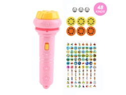 Linterna proyector Bjww para niños con 48 patrones de animales iluminados, juguete científico educativo rosa