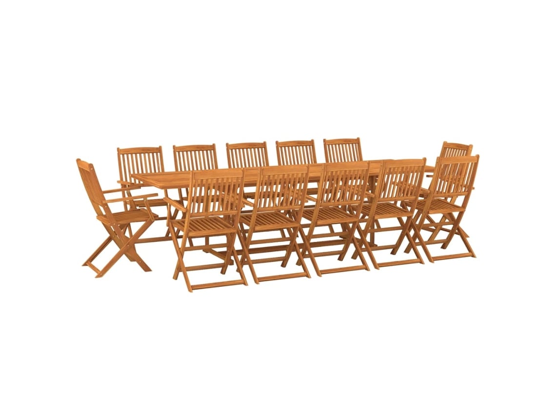 Conjunto 13 comedor de jardín VIDAXL madera maciza acacia (280x90x75cm)