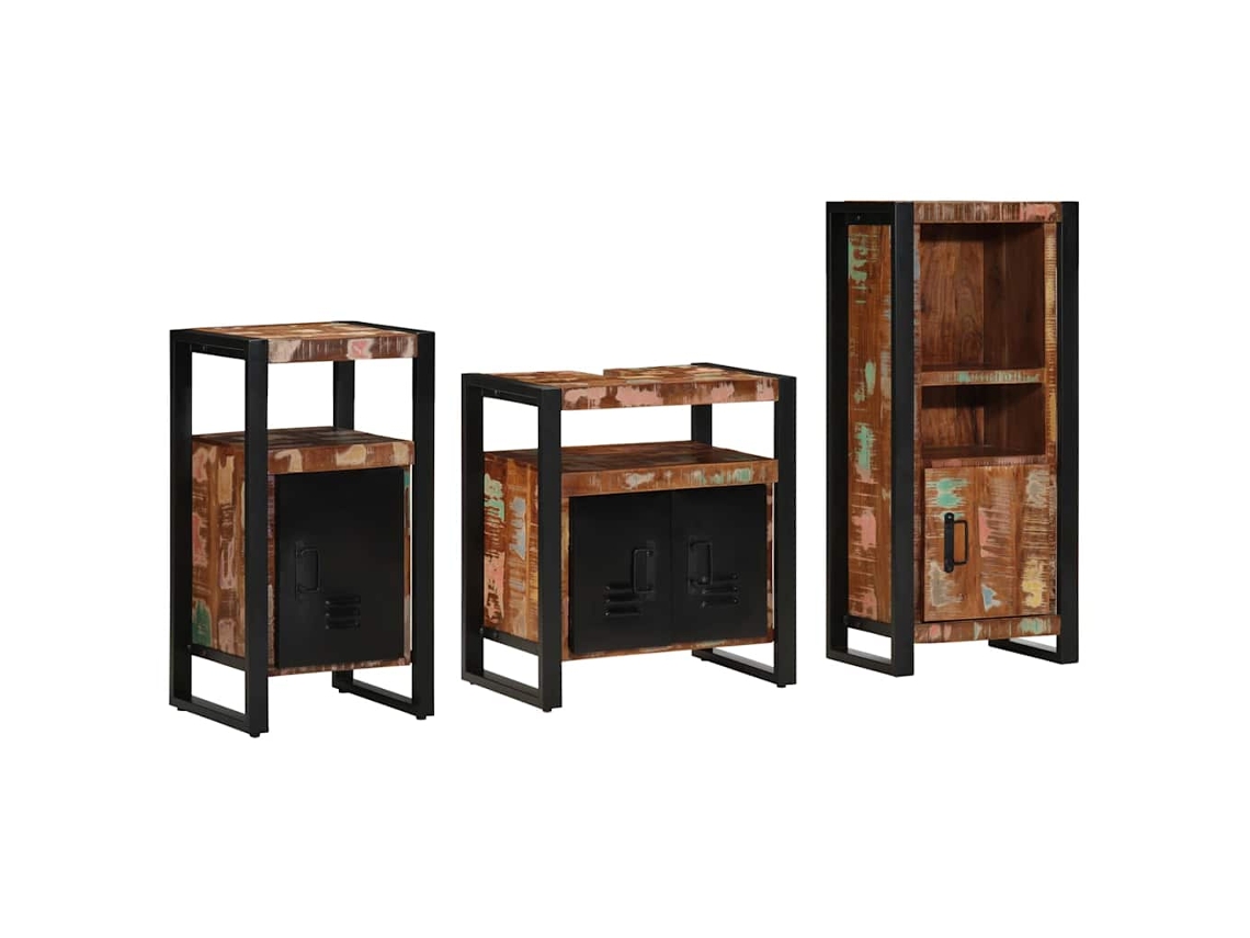Maison Exclusive - Juego De Muebles De Baño 3 Pcs Madera Sólida Recuperada