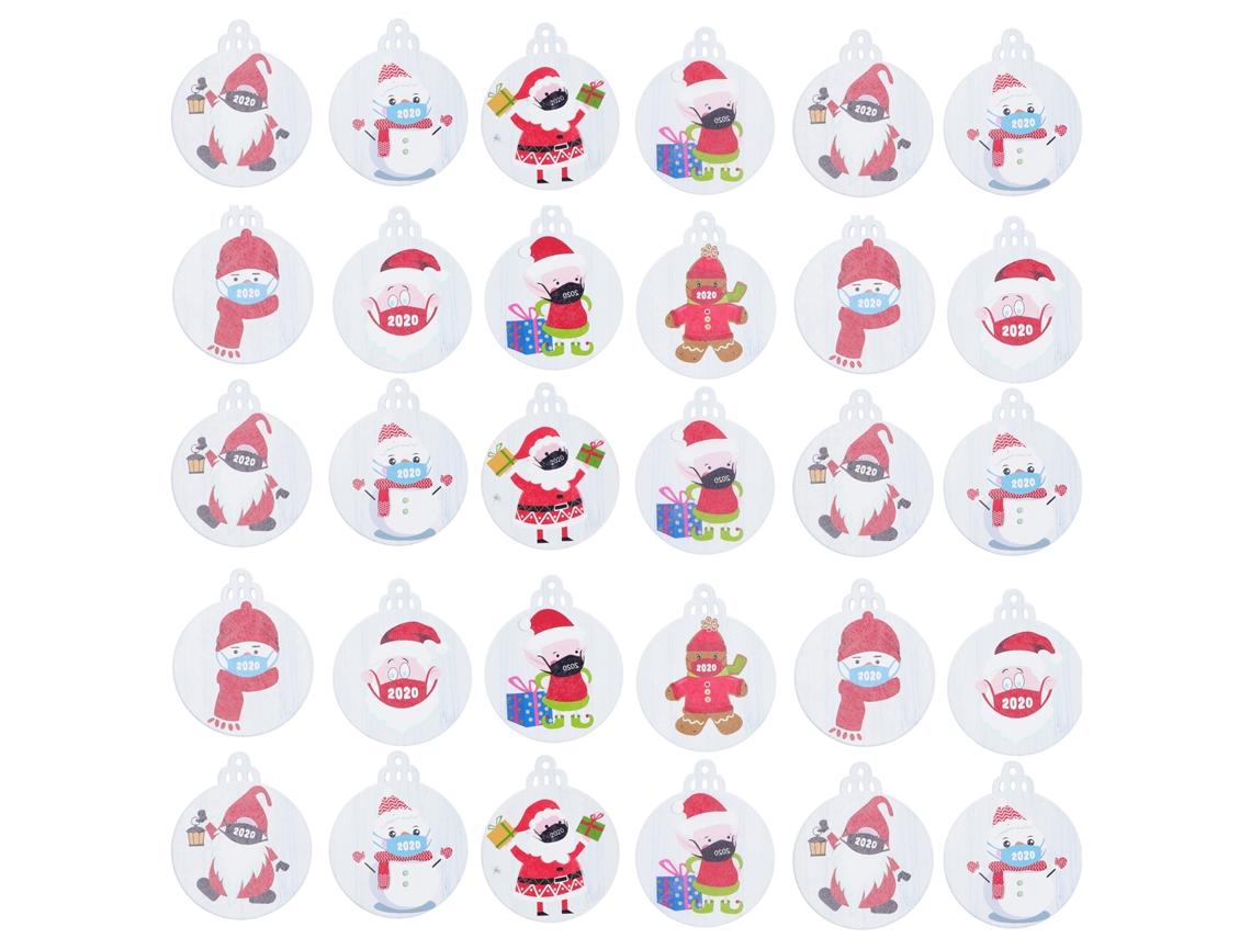 30 Piezas De Rodajas De Madera Decorativas Para Adornos Navideños Colgantes Diy Con Forma De Cúpula De Dibujos Animados