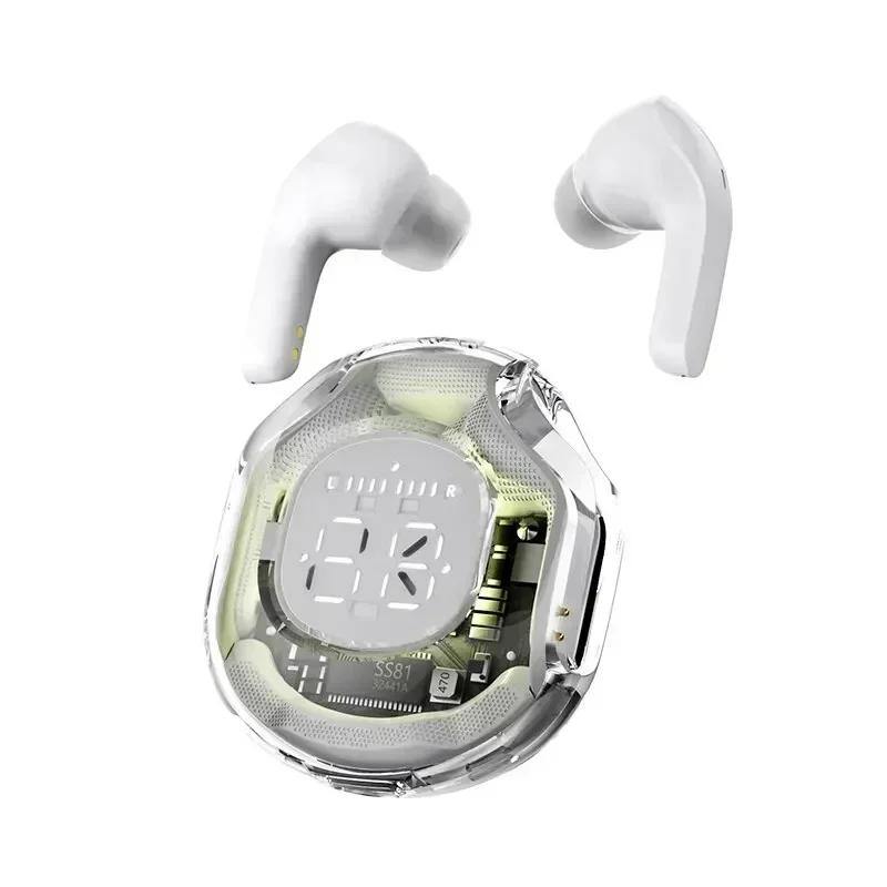 Audífonos Bluetooth verdaderamente inalámbricos con pantalla LED, cancelación de ruido, micrófono y resistencia al agua. Mdug (blanco)