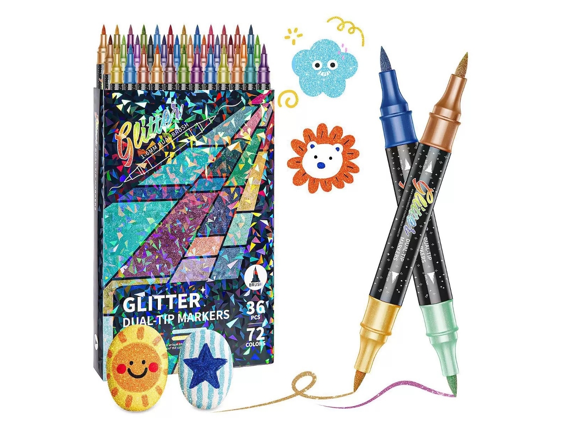 Marcadores metálicos con purpurina, ideales para manualidades, dibujo y escritura, paquete de 36 unidades Hexinyigjly