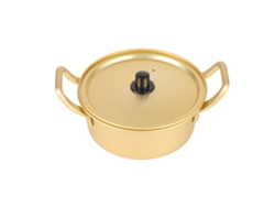 Olla Para Fideos Ramen Coreanos, Aluminio Amarillo, 16 Cm Con Asas Dobles.