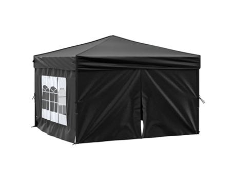 vidaXL Carpa para fiestas plegable con paredes laterales negro 3x3 m