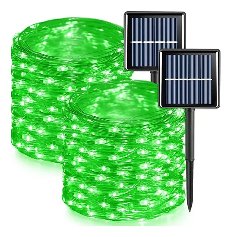 Nueva cadena de luces solares de 24 m con 200 LED para Halloween y Navidad (Verdevayotoy)