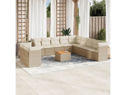 Conjunto de sofá de jardín de 12 piezas con cojines, mimbre sintético beige, Dkd Home Decor
