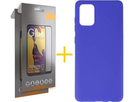 Kit Funda + 2 Protectores de Pantalla Samsung Galaxy A71 5G SKYHE Full (Azul)
