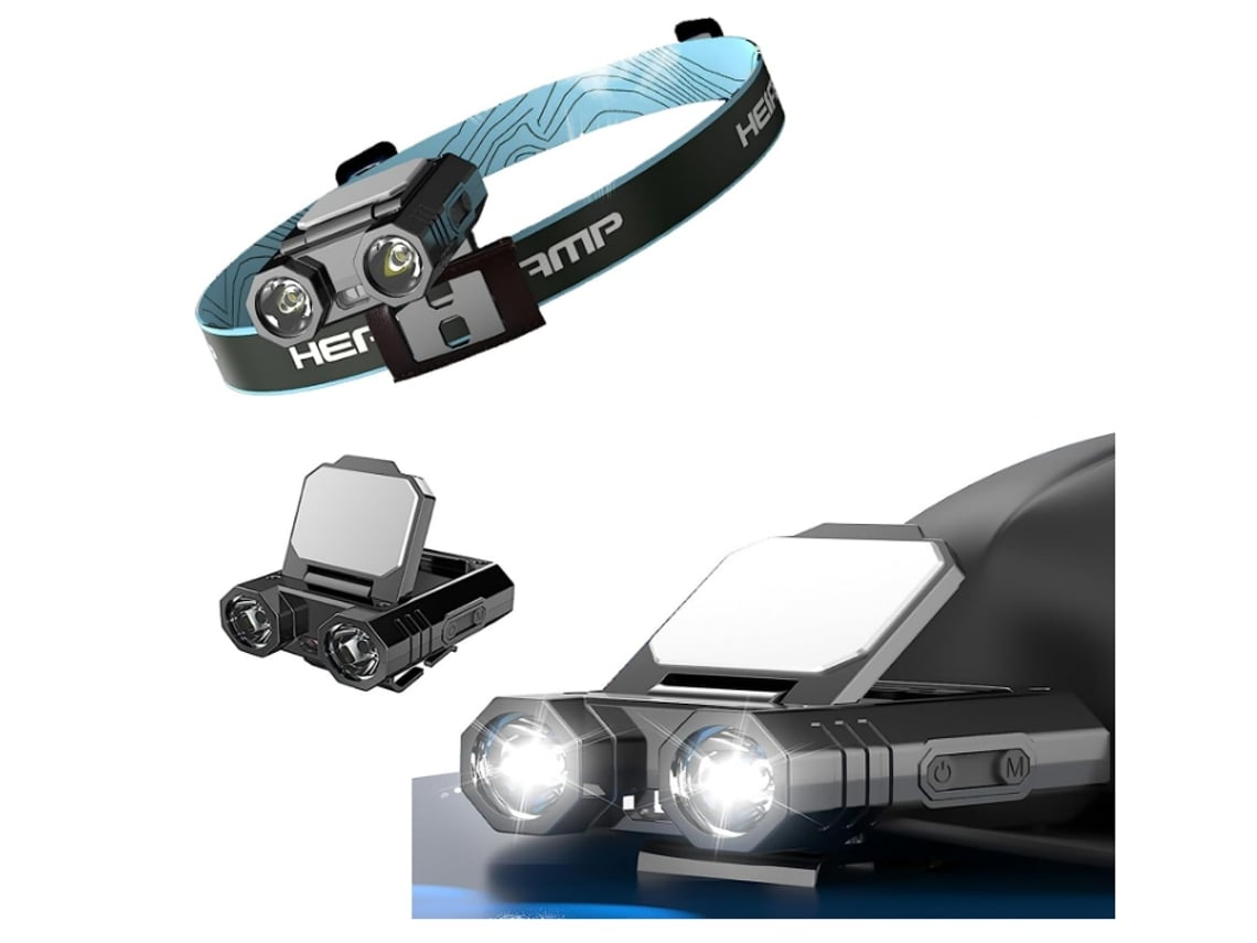 Linterna frontal LED recargable Yizhood de 5 modos para camping, color negro