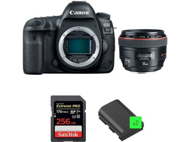 Kit Cámara Reflex CANON EOS 5D Mark IV + EF 50mm f/1.2L USM + SanDisk 256GB + 2 LP-E6N