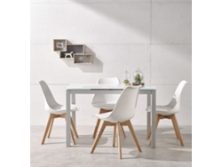 Silla de cocina estilo nórdico Valencia blanca tapizado polipiel 49x82x55cm FANMUEBLES