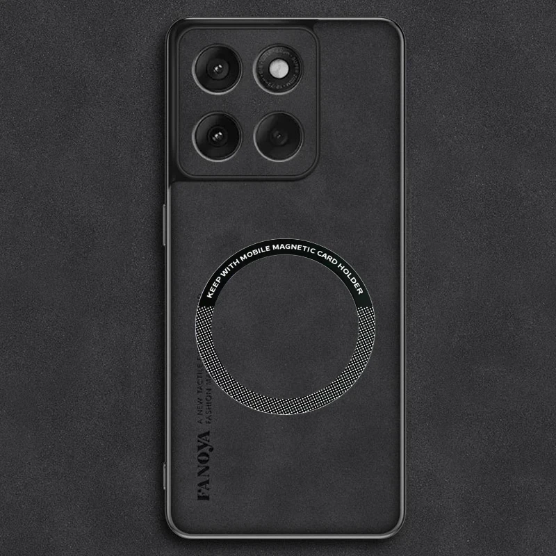 (negro, Motorola Moto G55) Funda Blanda De Cuero Genuino Para Teléfonos Motorola, Compatible Con Carga Inalámbrica Magnética.