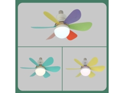 Ventilador/lámpara tricolor ajustable con mando a distancia.