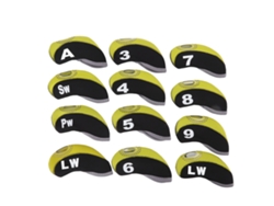 2026-12pcs Fundas Para Cabezas De Palos De Golf Neopreno Antigolpes Protectoras Al Aire Libre Negro Y Amarillo