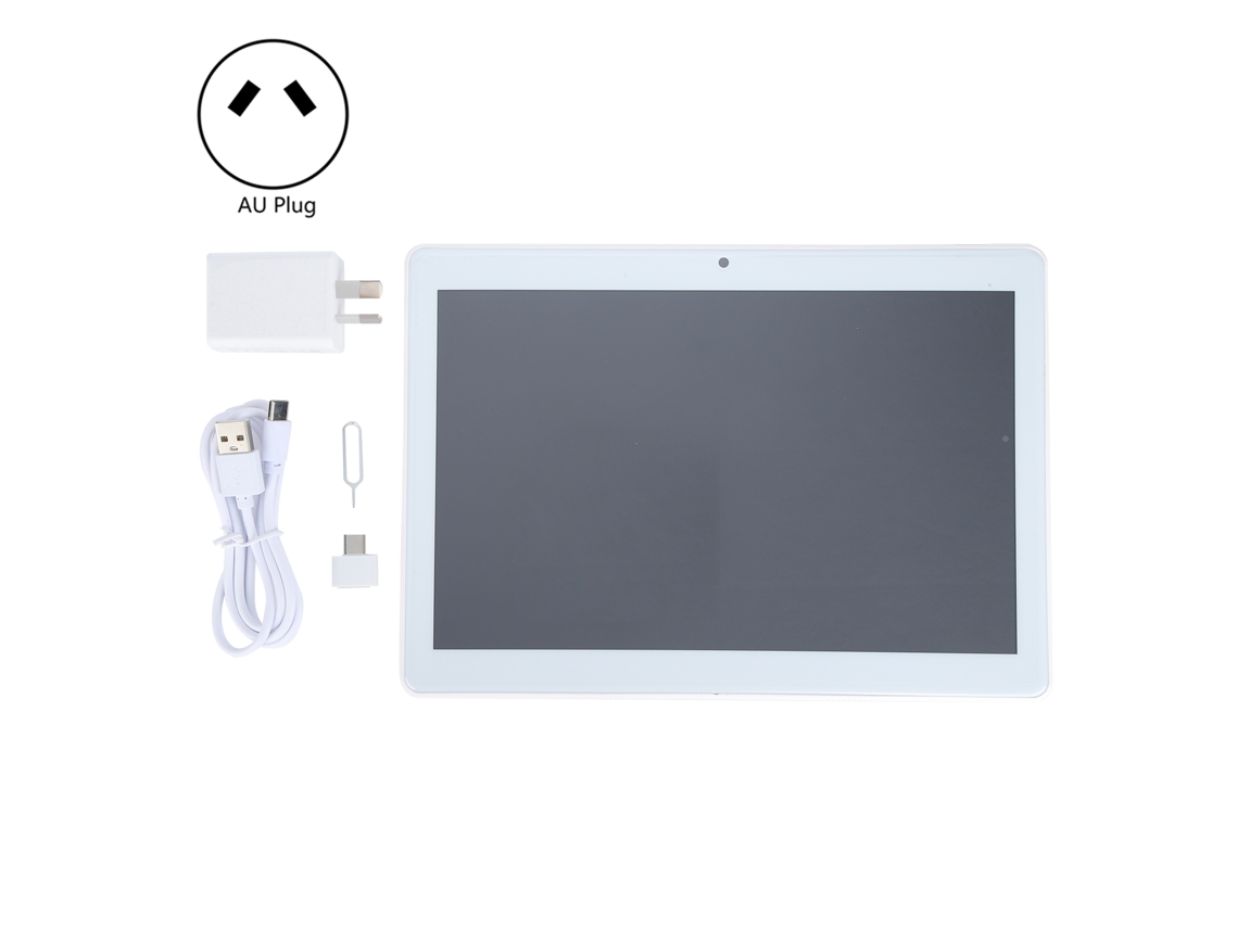 Tableta IPS plateada de 10 pulgadas y ocho núcleos con pantalla HD para películas y lectura con luz dorada