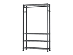 Perchero de pasillo Succebuy de 4 niveles con altura ajustable, negro, 76,2 x 35,6 x 194 cm