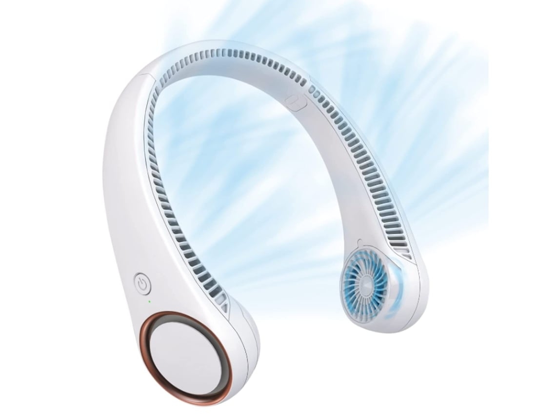 Ventilador de Cuello Portátil ENZON 3 Velocidades Saída de Ar 78 Blanco