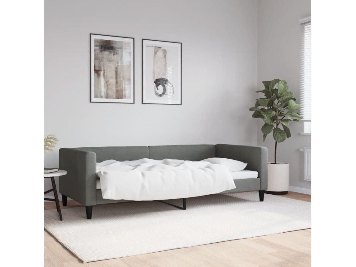 Sofá Cama Sin Colchón Tela Gris Oscuro 90x200 Cm