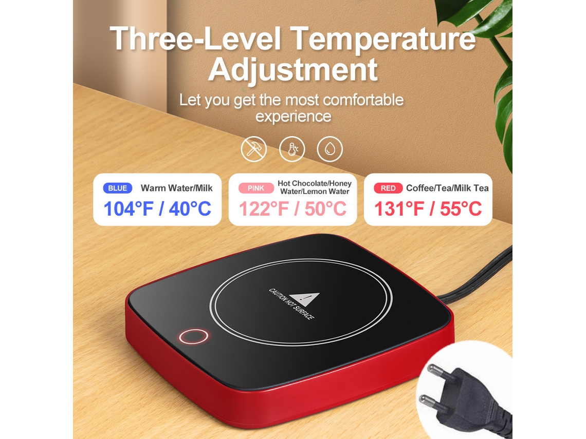 Calentador de tazas Digitallab con temperatura ajustable y temperatura constante de 55 grados (rojo)