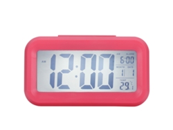 Reloj Electrónico Lcd Pantalla Grande Silencioso Despertador Inteligente Con Temperatura Ghy‑501rosado