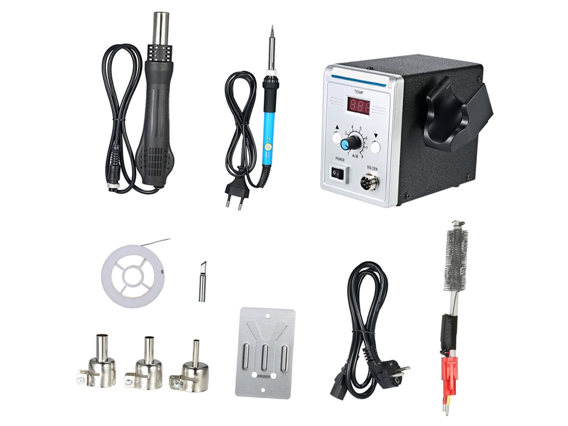 Estación De Soldadura Digital Led De 700 W Con Pistola De Aire Caliente Y Soldador Eléctrico Para Retrabajo De Smd, Smt, Dip Y Bga.