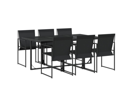Conjunto 7 de comedor para jardín VIDAXL textilene negro