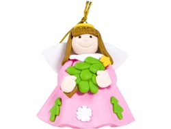 2026-2 Adornos De Ángel Con Alas Para Árbol De Navidad Colgantes Hechos De Cerámica Blanda Rosa