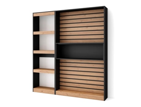Librería estantería, 170x186x25cm, Salón - Comedor - Oficina, Con Almacenaje, Roble y negro