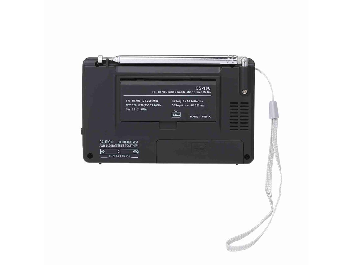 Radio Portátil Multibanda Am/fm/sw Con Pantalla Digital, Reloj Y Función De Alarma.