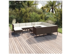 Conjunto de jardín de 12 piezas con cojines de mimbre marrón de DKD Home Decor