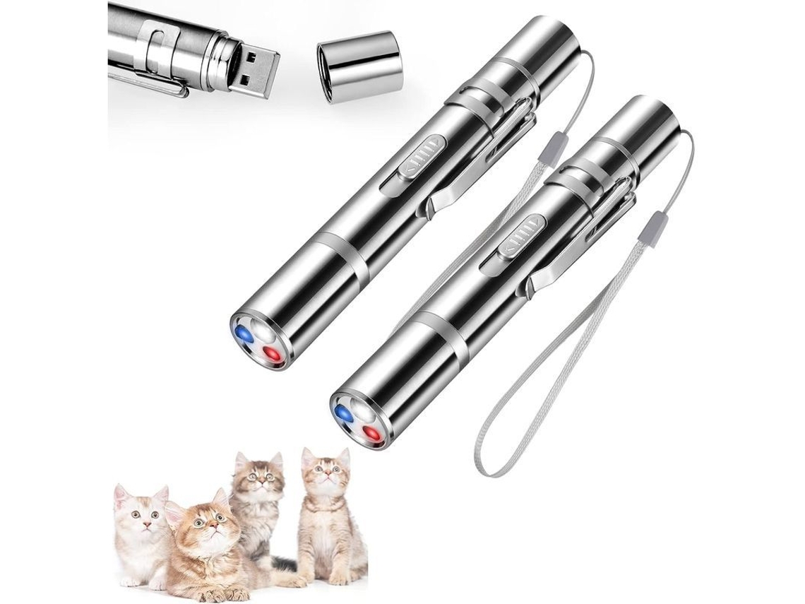 2026-brinquedo Interativo Para Gatos E Cães 7 Em 1, Lanterna Led Recarregável Usb (pacote De 2)