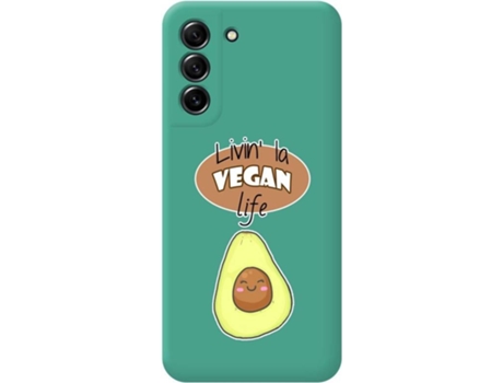 Carcasa Samsung Galaxy S21 FE 5G TUMUNDOSMARTPHONE Silicona Líquida Dibujos Vegan Life Verde