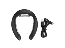 Ventilador de cuello portátil sin aspas, recargable por USB, silencioso, color negro.