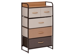 Cómoda, Mueble De Almacenamiento Con 5 Cajones Plegables De Tela, 58 X 29 X 99 Cm, Multicolor.
