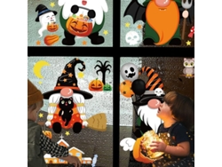 Adhesivos Decorativos Halloween Gatos Calabazas Arañas Brujas Ventanas